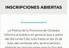 APERTURA DE INSCRIPCIONES PARA LA POLICÍA DE CÓRDOBA