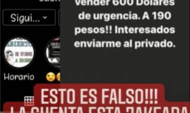 HACKEAN UNA CUENTA DE INSTAGRAM Y ESTAFAN CON VENTA DE DÓLARES