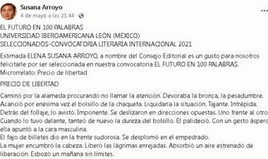 LA ESCRITORA SUSANA ARROYO NUEVAMENTE RECONOCIDA POR SUS ESCRITOS