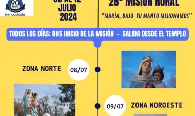 EL LUNES COMIENZA UNA NUEVA MISIÓN RURAL JUNTO A LA VIRGÉN