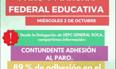 ALTO ACATAMIENTO AL PARO DOCENTE EN EL ROCA
