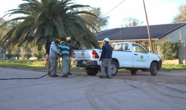 EL SECTOR REDES DE LA COOPERATIVA REALIZÓ TRABAJOS EN EL TENDIDO SOBRE EL ACCESO JUAN PABLO II