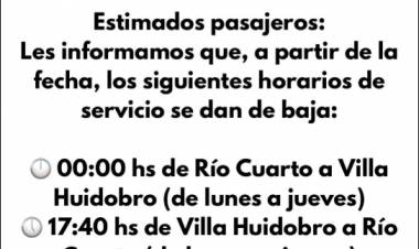 SIERRAS SUR DA DE BAJA DOS FRECUENCIAS DE VIAJES A RÍO CUARTO