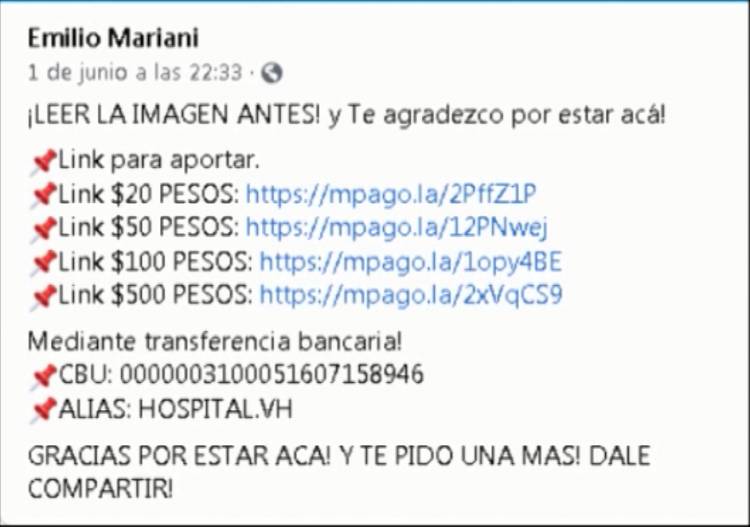 INICIATIVA SOLIDARIA PARA RECAUDAR FONDOS PARA EL HOSPITAL