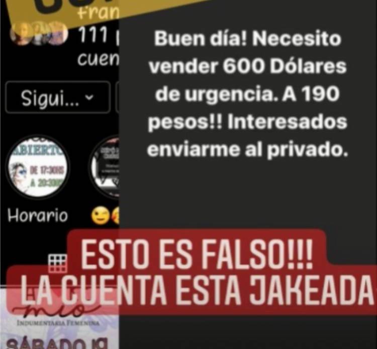 HACKEAN UNA CUENTA DE INSTAGRAM Y ESTAFAN CON VENTA DE DÓLARES