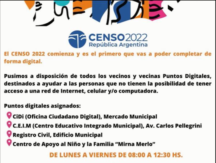 SE DISPONEN PUNTOS DIGITALES PARA REALIZAR EL CENSO 2022