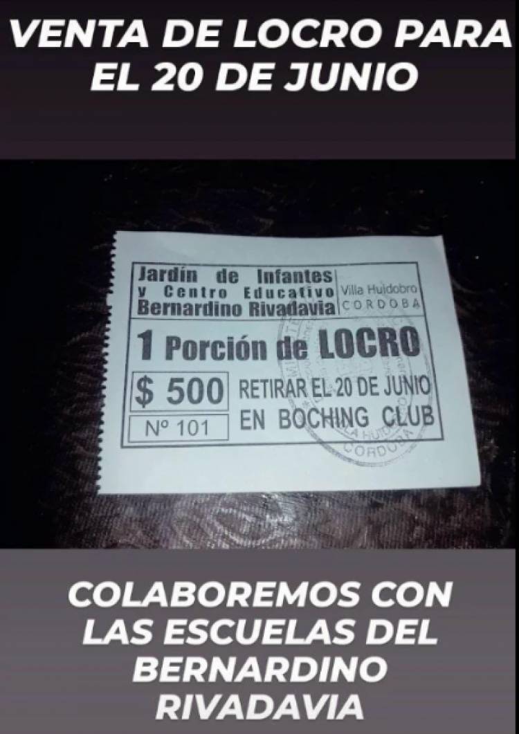 EL CE BERNARDINO RIVADAVIA ORGANIZA UN LOCRO PARA EL 20 DE JUNIO