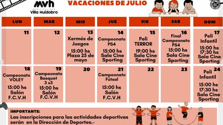 ACTIVIDADES POR VACACIONES PROPUESTAS POR LA DIRECCIÓN DE DEPORTES