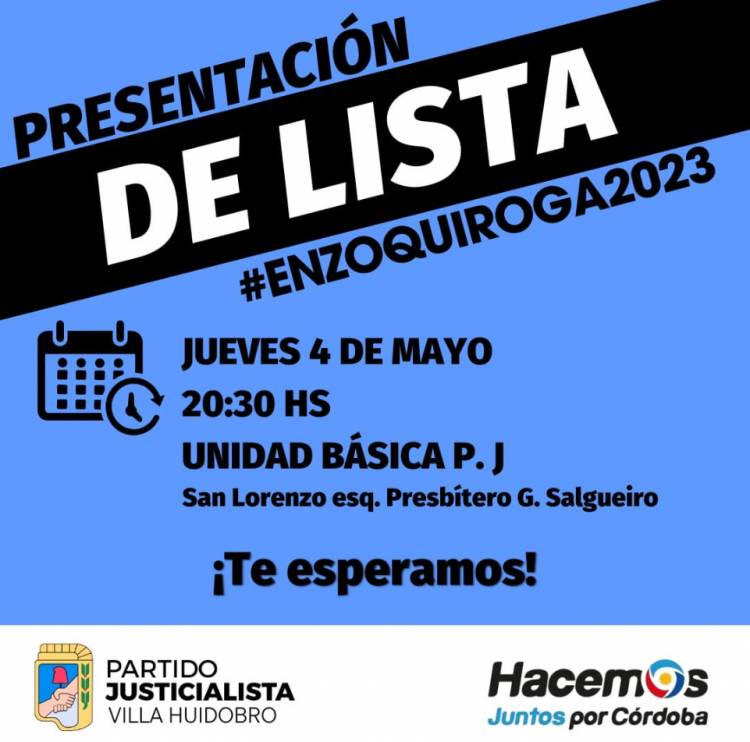 ESTE JUEVES SE PRESENTA LA LISTA DEL JUSTICIALISMO LOCAL