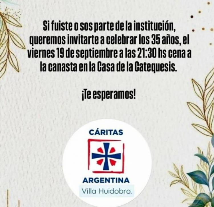CÁRITAS PARROQUIAL FESTEJA SUS 35 AÑOS DE VIDA INSTITUCIONAL