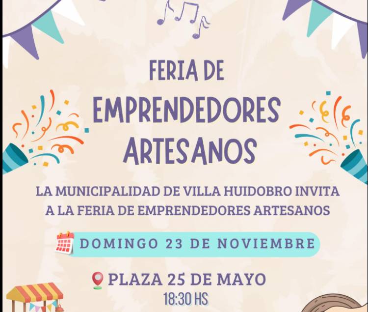 FERIA DE EMPRENDEDORES Y ARTESANOS PARA ESTE DOMINGO EN LA PLAZA 25 DE MAYO