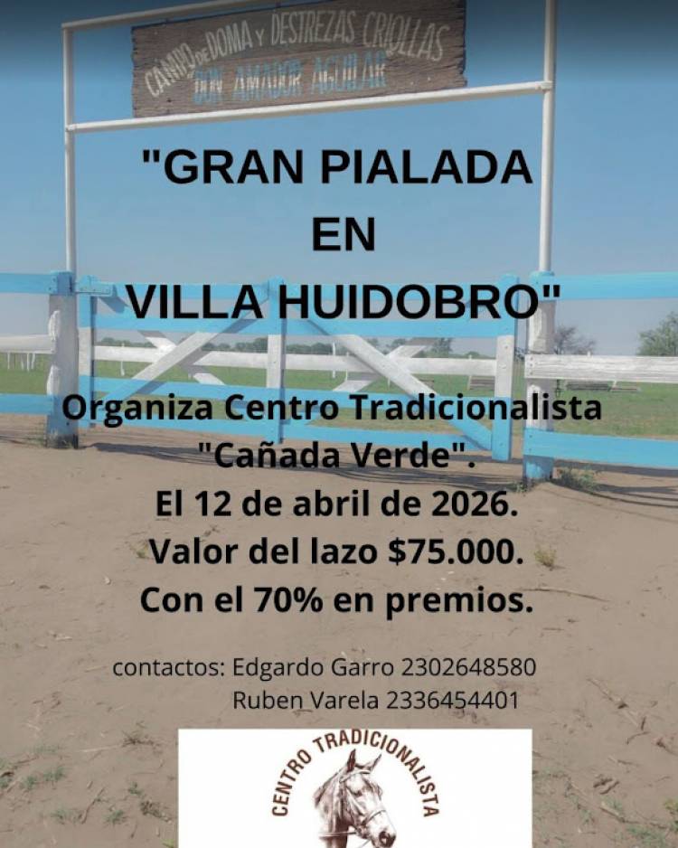 EL CENTRO TRADICIONALISTA ANUNCIA UNA GRAN PIALADA PARA ABRIL
